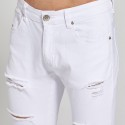 Calça Jeans Masculina Slim Fit Branca Jeans Rasgada Skinny