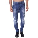 Calça Jeans Masculina Rasgada Casual Azul Slim Moda Urbana