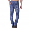 Calça Jeans Masculina Rasgada Casual Azul Slim Moda Urbana