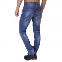 Calça Jeans Masculina Rasgada Casual Azul Slim Moda Urbana