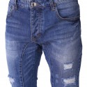 Calça Jeans Masculina Rasgada Casual Azul Slim Moda Urbana