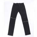 Slim Slim Jeans Scratch and Zipper Casual Men's Knee Zipper
