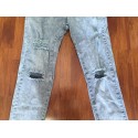 Calça Jeans Slim Masculina Rasgado no Joelho Destruída Cor Lavada