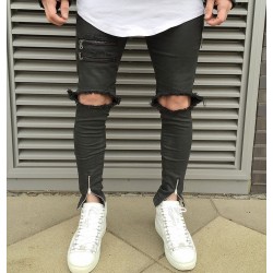 calça preta rasgado masculino