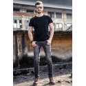 Calça Jeans Masculina Elegante Esporte Riscado Slim Fit Lisa Básica