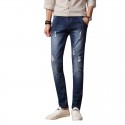 Calça Jeans Masculina Elástica Rasgos Desgastes Moda Jovens