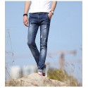 Calça Jeans Masculina Elástica Rasgos Desgastes Moda Jovens