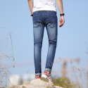 Calça Jeans Masculina Elástica Rasgos Desgastes Moda Jovens