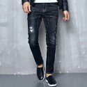 Calça Jeans Masculina Elástica Rasgos Desgastes Moda Jovens