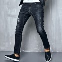 Calça Jeans Masculina Elástica Rasgos Desgastes Moda Jovens