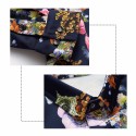 Men's Shirt Big Colorful Flowers Navy Blue Party