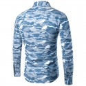 Men's T-Shirt Military Skeleton Camouflage New Blue Long Sleeve Fashion
