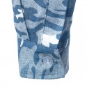 Camisa Masculina Estapada Militar Camuflagem Azul Nova Moda Manga Longa