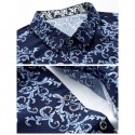 Camisa Azul Masculina Estapada Estilo Verão Casual Moderna