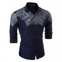 Men's Casual Shirt Fashion Summer Printed Long Sleeve