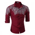 Men's Casual Shirt Fashion Summer Printed Long Sleeve