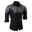 Men's Casual Shirt Fashion Summer Printed Long Sleeve