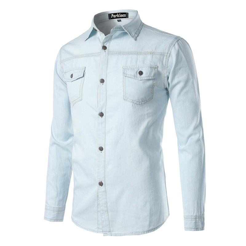 camisa longa jeans masculina