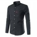 Elegant Men's Striped Social Style Long Sleeve Shirt