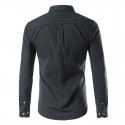 Elegant Men's Striped Social Style Long Sleeve Shirt