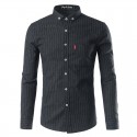 Elegant Men's Striped Social Style Long Sleeve Shirt