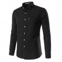 Elegant Men's Striped Social Style Long Sleeve Shirt