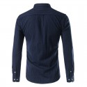 Elegant Men's Striped Social Style Long Sleeve Shirt