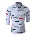 Social Print Shirt Colored Stripes Ballad Button Long Sleeve