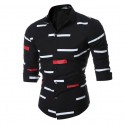 Social Print Shirt Colored Stripes Ballad Button Long Sleeve