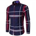 Social Checkered Long Sleeve Blue Striped Button Shirt Elegant