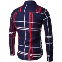 Social Checkered Long Sleeve Blue Striped Button Shirt Elegant