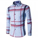 Social Checkered Long Sleeve Blue Striped Button Shirt Elegant