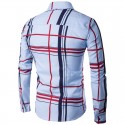 Social Checkered Long Sleeve Blue Striped Button Shirt Elegant