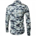 Camisa Manga Longa Estampa Militar Camufalagem Masculina Casual