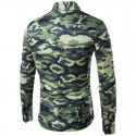 Camisa Manga Longa Estampa Militar Camufalagem Masculina Casual