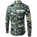 Long Sleeve Military Camouflage Print Men's Casual Shirt