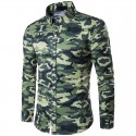 Long Sleeve Military Camouflage Print Men's Casual Shirt