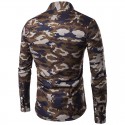 Camisa Manga Longa Estampa Militar Camufalagem Masculina Casual