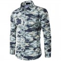 Long Sleeve Military Camouflage Print Men's Casual Shirt
