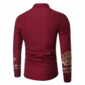 Men's Long Sleeve Social Print Elegant Formal Gold