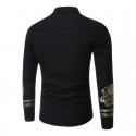 Men's Long Sleeve Social Print Elegant Formal Gold