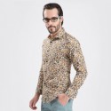 Camisa Floral Retro Masculina Manga Longa de Botão Moda Praia Vintage