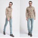 Floral Retro Men's Shirt Long Sleeve Button Beach Vintage Fashion