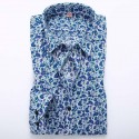 Camisa Floral Retro Masculina Manga Longa de Botão Moda Praia Vintage