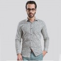 Camisa Floral Retro Masculina Manga Longa de Botão Moda Praia Vintage