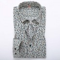 Camisa Floral Retro Masculina Manga Longa de Botão Moda Praia Vintage