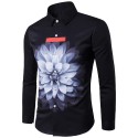 Camisa Preta Masculina Estampa Flor de Lotus Azul Iphone 7 Manga Longa