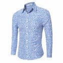 Camisa Masculina Moda Estampada Florida Manga Longa Social