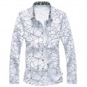 Casual Long Sleeve Men's Geometric Shirt