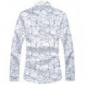 Camisa Geometrica Masculina Casual Manga Longa de Botão